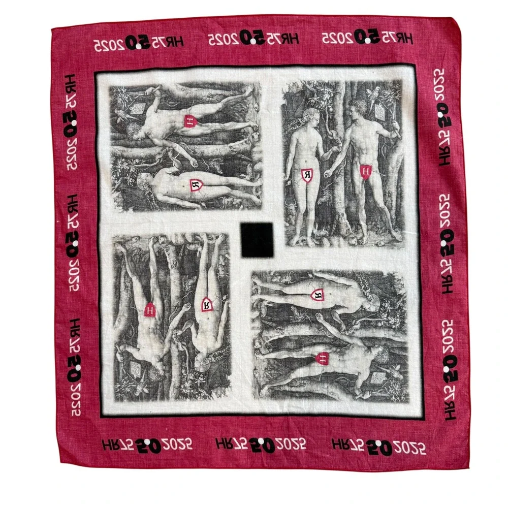 Red Graphic Bandana‎ Albrecht Durer Adam and Eve Art Scarf 20x21